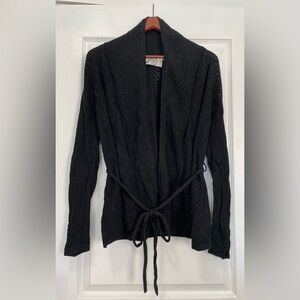 Rosie Neira Black Loose-knit Wrap Cardigan